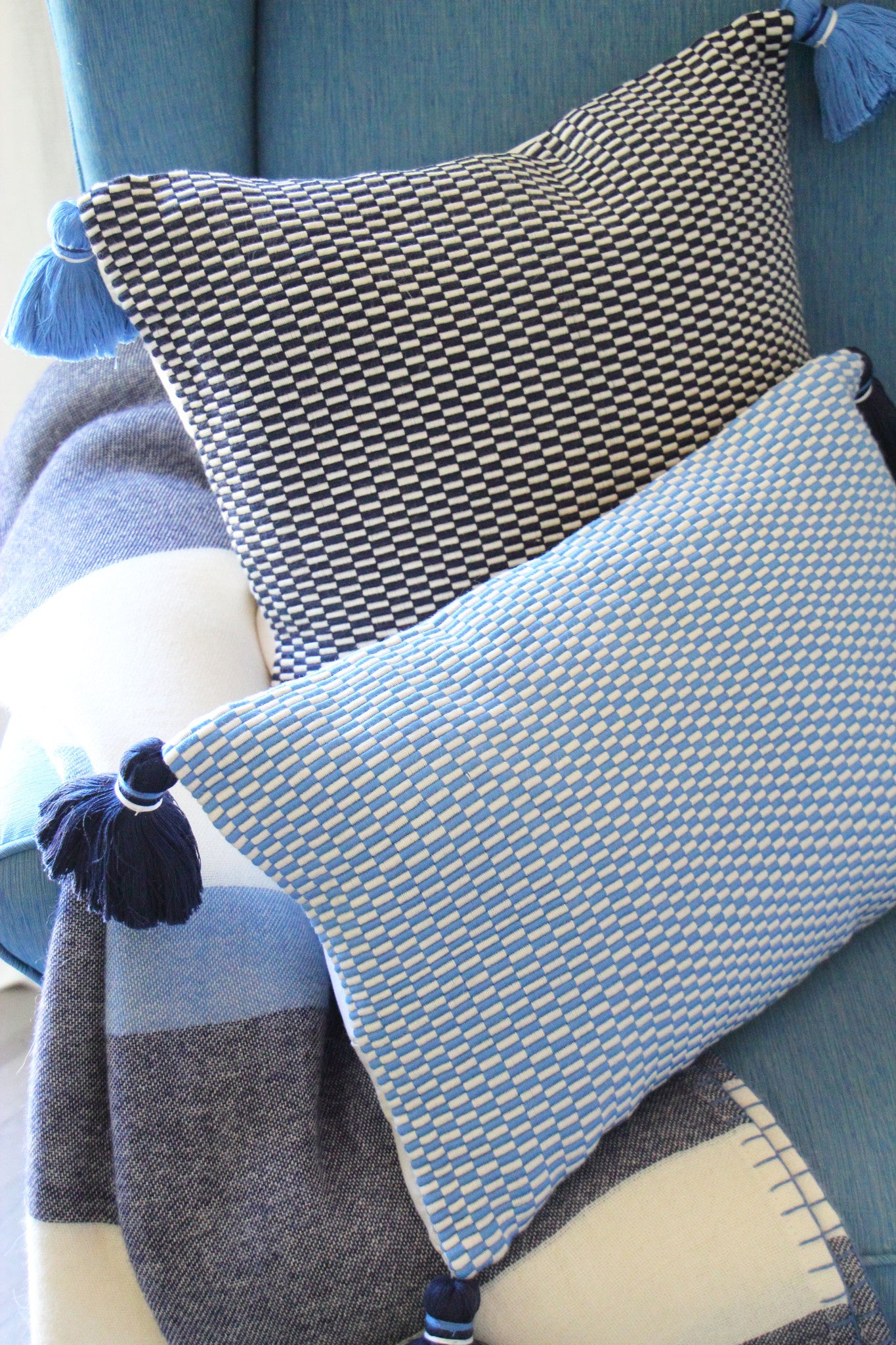 Blue discount chair pillows